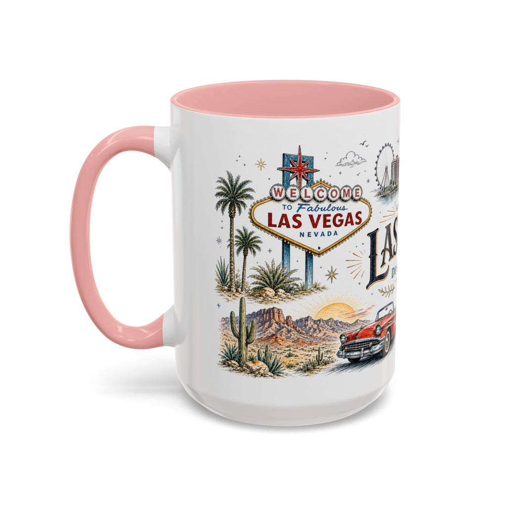 Las Vegas Coffee Mug | United States Travel Souvenir | Vintage Illustrated City Gift | 11 oz 15 oz Accent Mug
