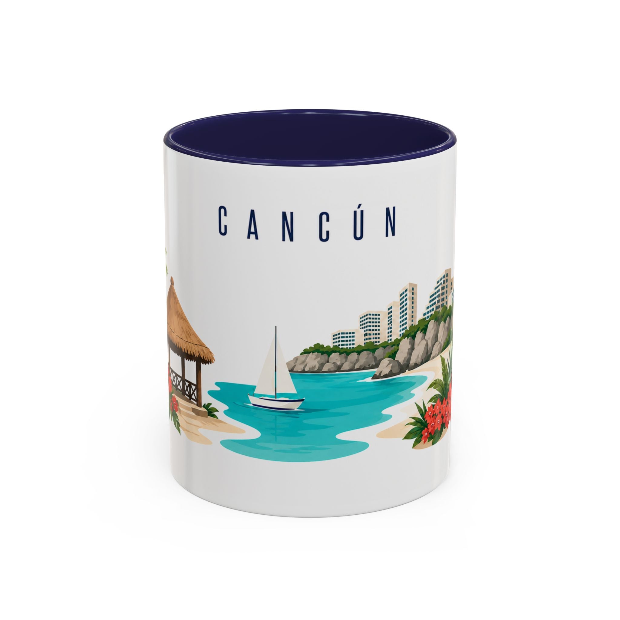 Cancún Coffee Mug | Mexico Travel Souvenir | Porcelain Decal City Gift | 11oz 15oz Accent Mug