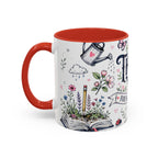 Thank You Teacher Coffee Mug | For Helping Me Grow Appreciation Gift | Accent Color Ceramic 11oz 15oz