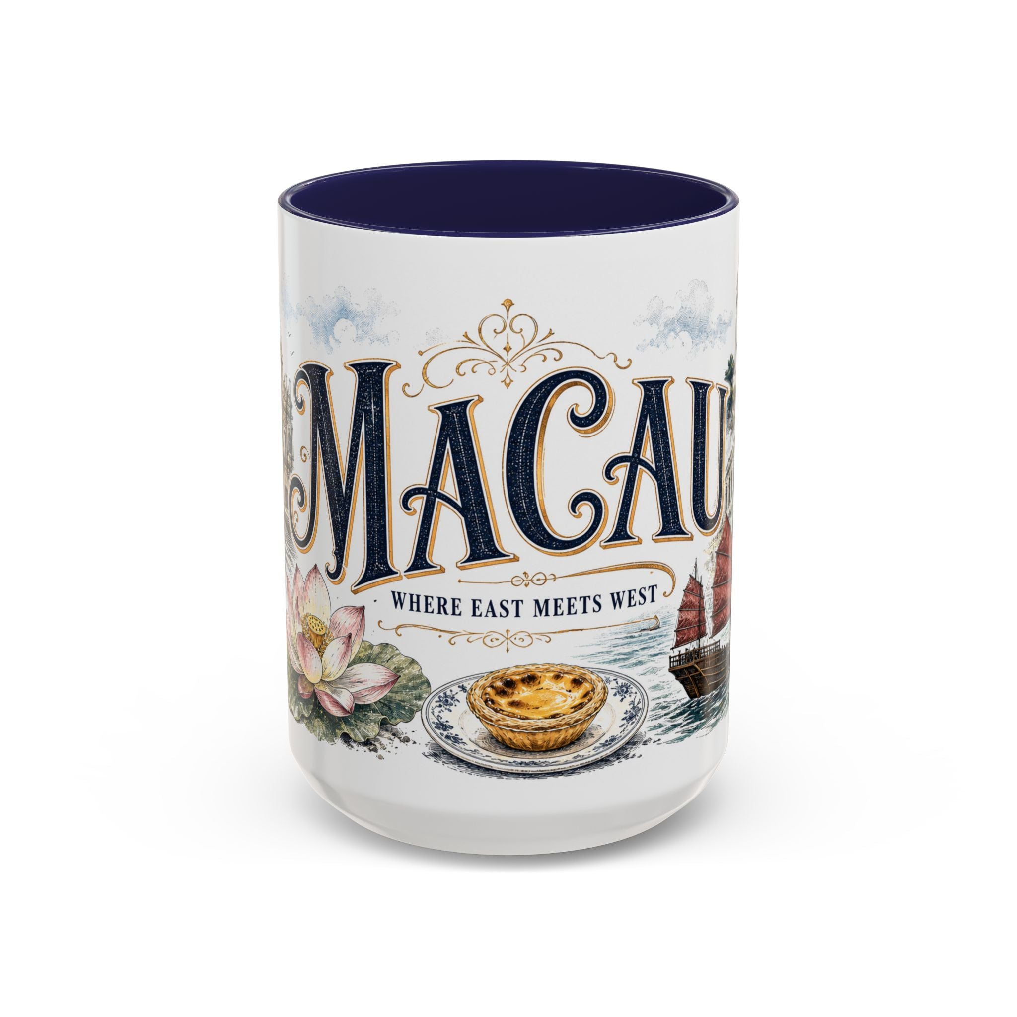 Macau Coffee Mug | Macau Travel Souvenir | Vintage Illustrated City Gift | 11 oz 15 oz Accent Mug