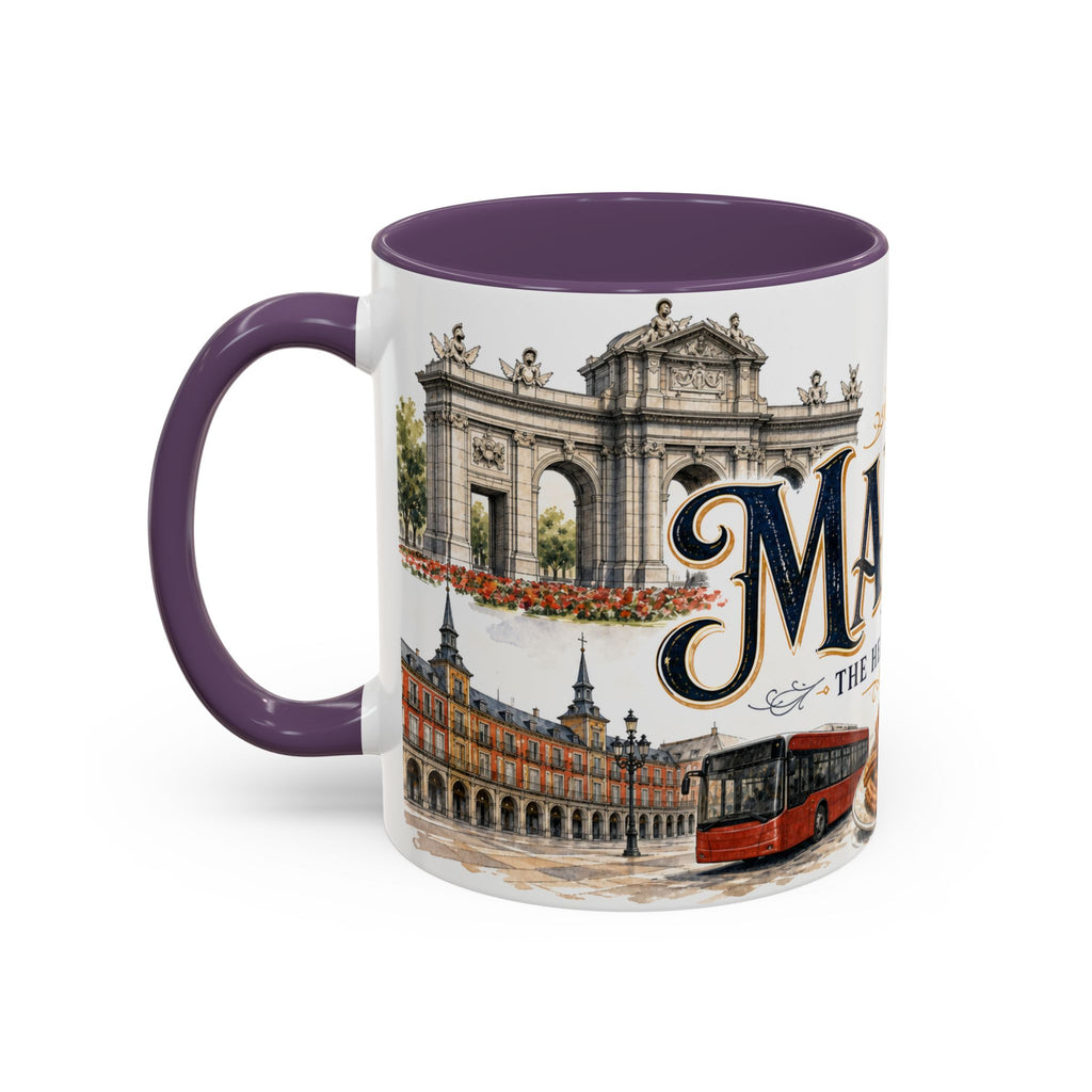 Madrid Coffee Mug | Spain Travel Souvenir | Vintage Illustrated City Gift | 11 oz 15 oz Accent Mug