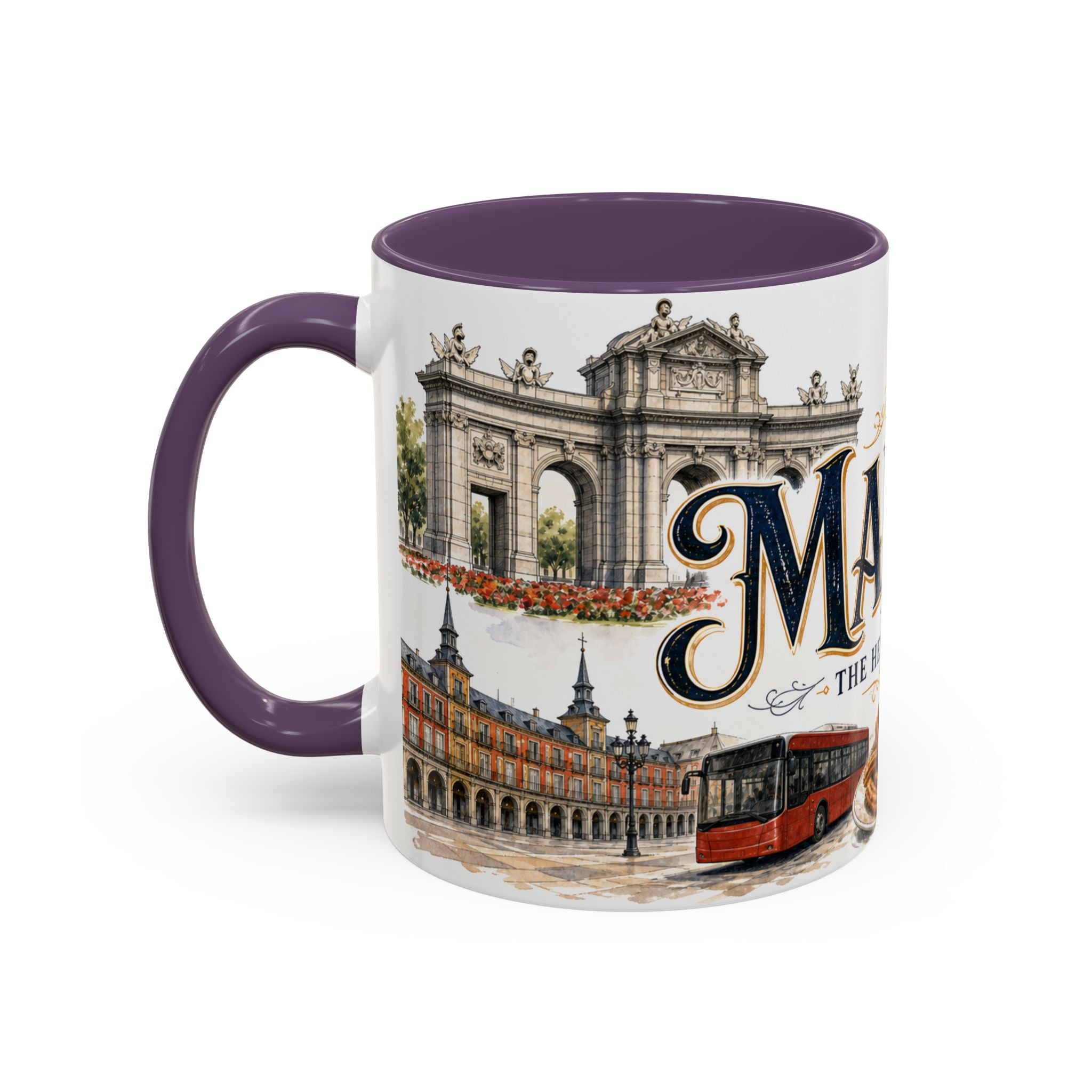 Madrid Coffee Mug | Spain Travel Souvenir | Vintage Illustrated City Gift | 11 oz 15 oz Accent Mug
