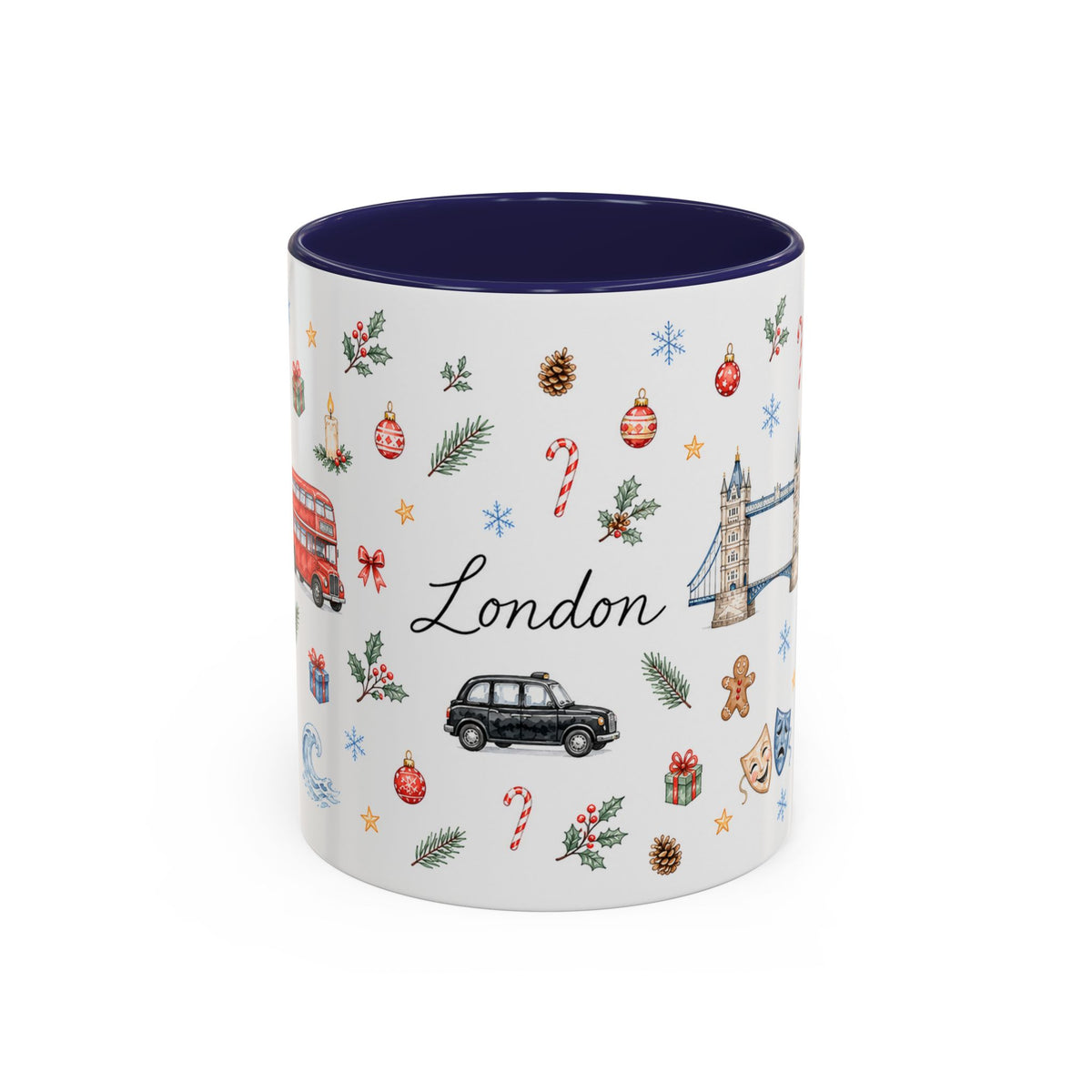 London Christmas Mug | Watercolor City Souvenir, Travel Memories, Ceramic Coffee Cup