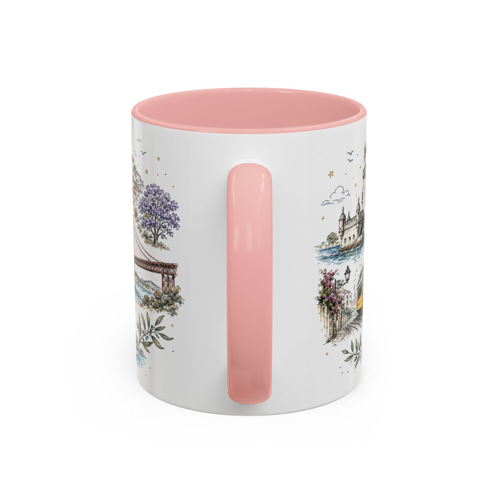 Lisbon Coffee Mug | Portugal Travel Souvenir | Vintage Illustrated City Gift | 11 oz 15 oz Accent Mug
