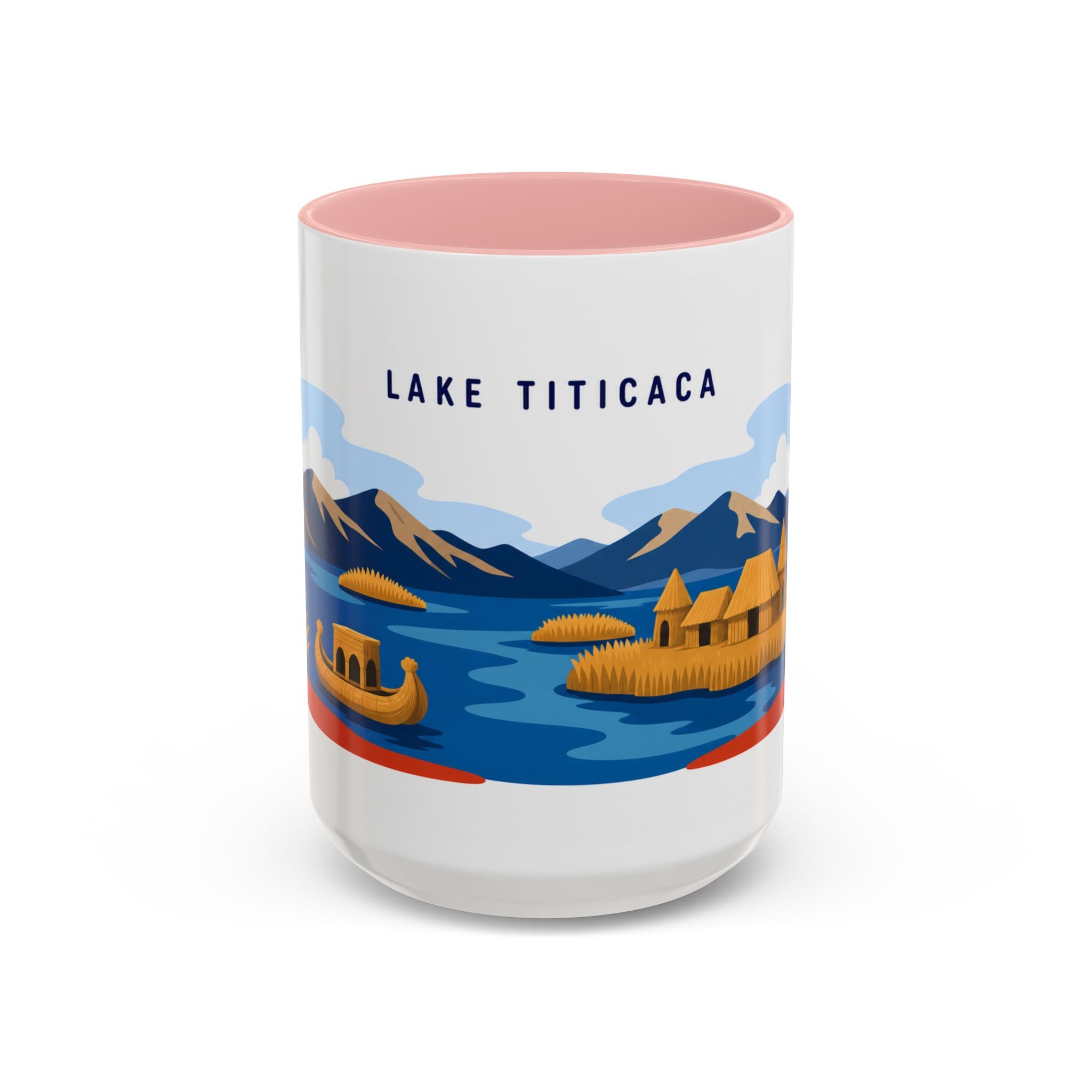 Lake Titicaca Coffee Mug | Travel Destination Souvenir Gift | Accent Color Ceramic 11oz 15oz