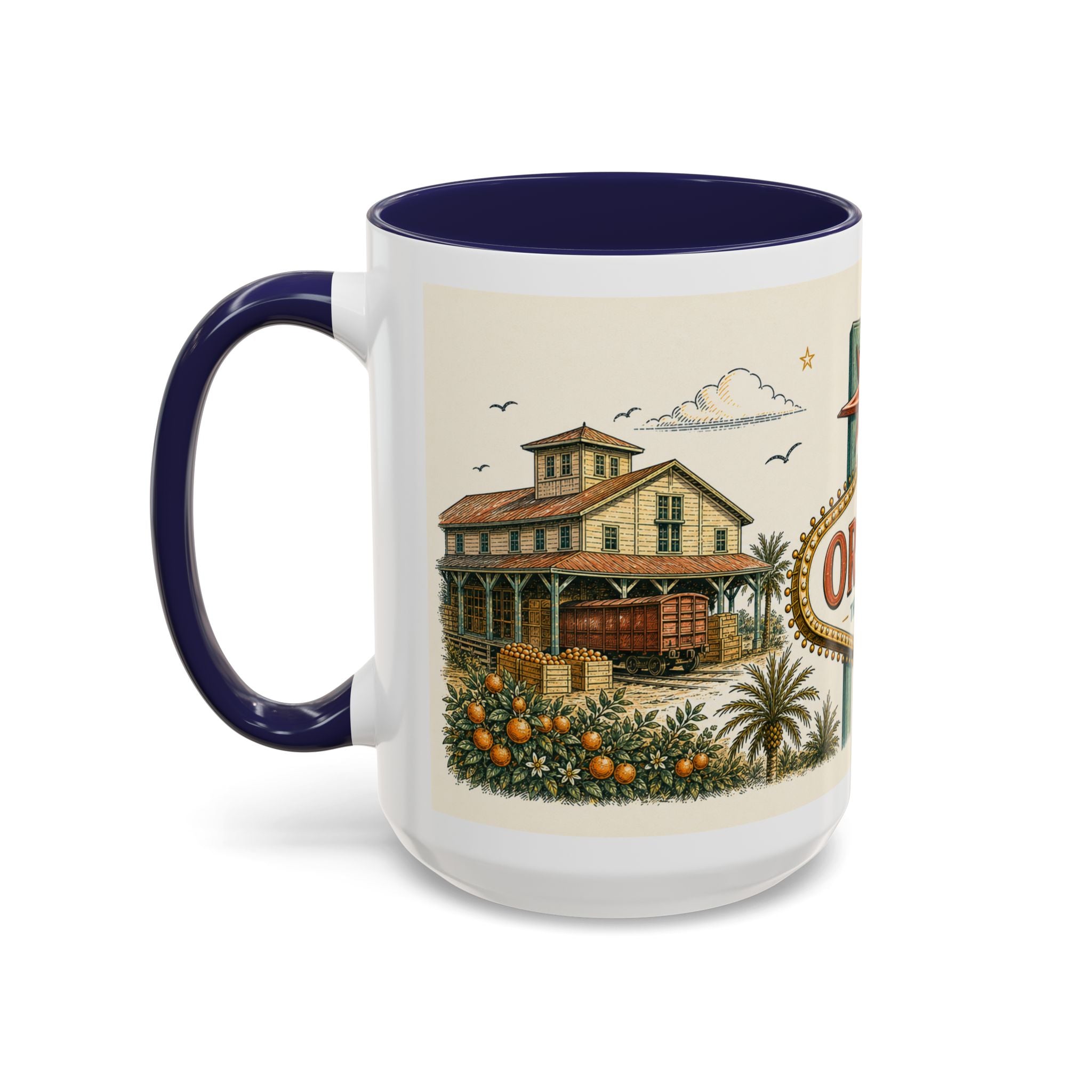 Orlando Coffee Mug | United States Travel Souvenir | Vintage Illustrated City Gift | 11 oz 15 oz Accent Mug