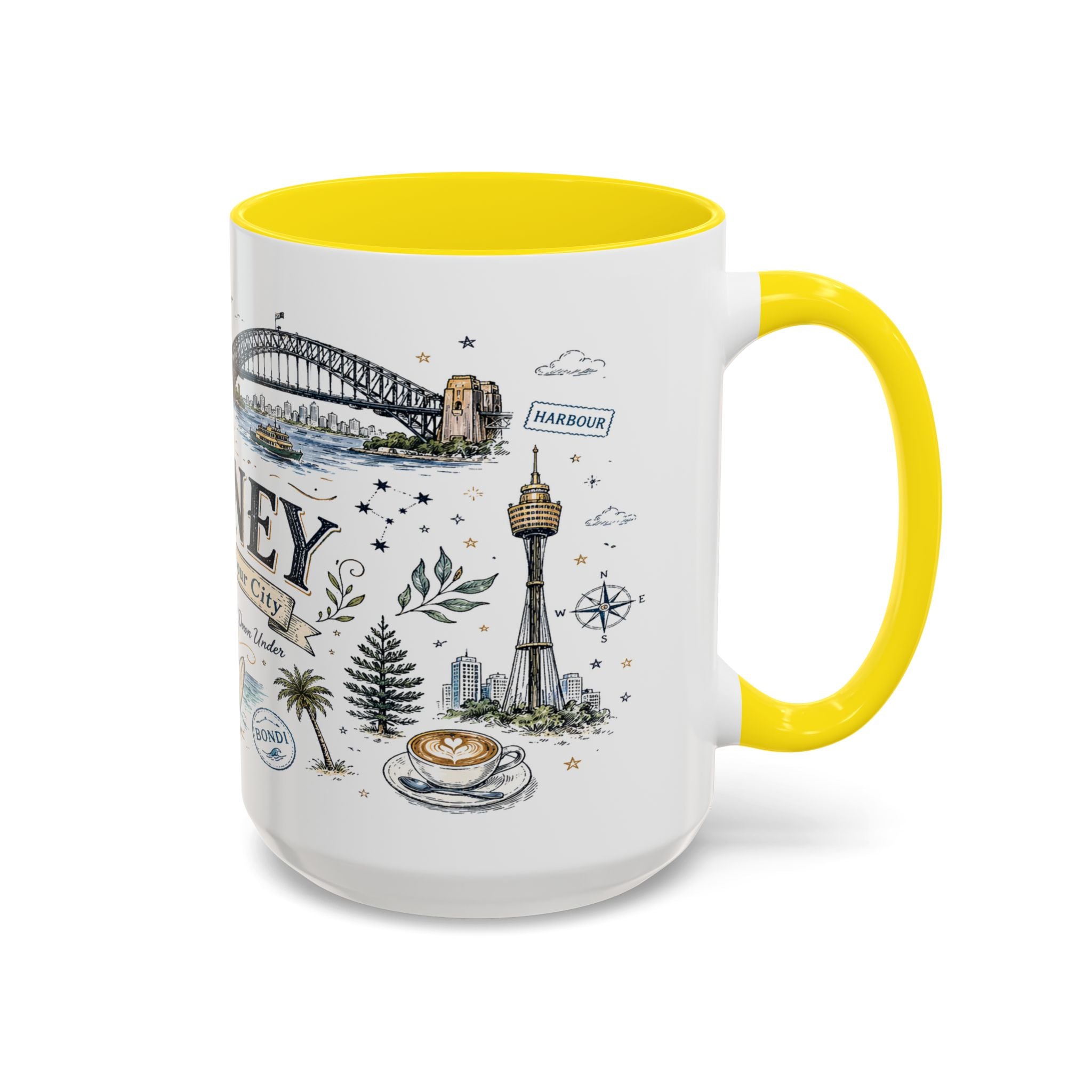 Sydney Coffee Mug | Australia Souvenir Travel Gift | Accent Color Ceramic 11oz 15oz