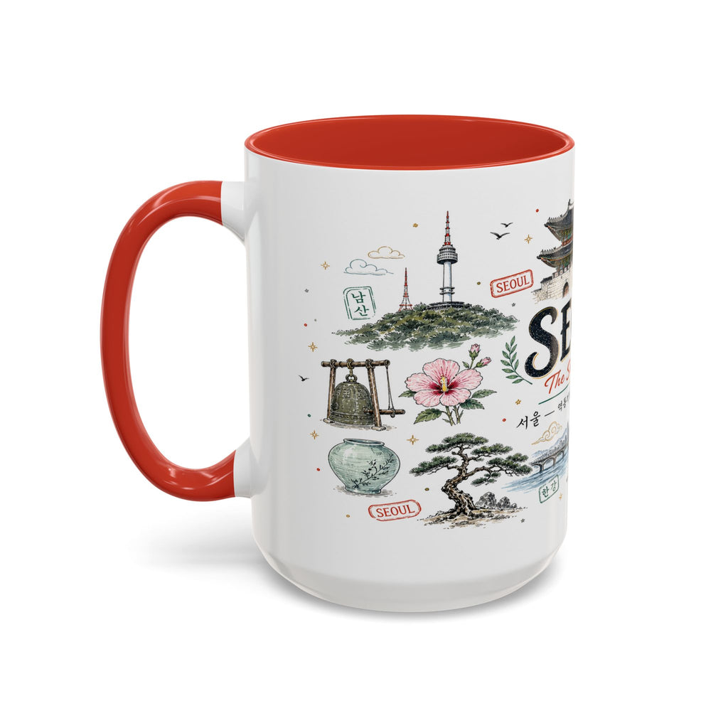 Seoul Coffee Mug | Korea Souvenir Travel Gift | Accent Color Ceramic 11oz 15oz