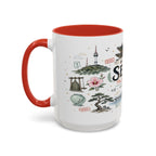 Seoul Coffee Mug | Korea Souvenir Travel Gift | Accent Color Ceramic 11oz 15oz