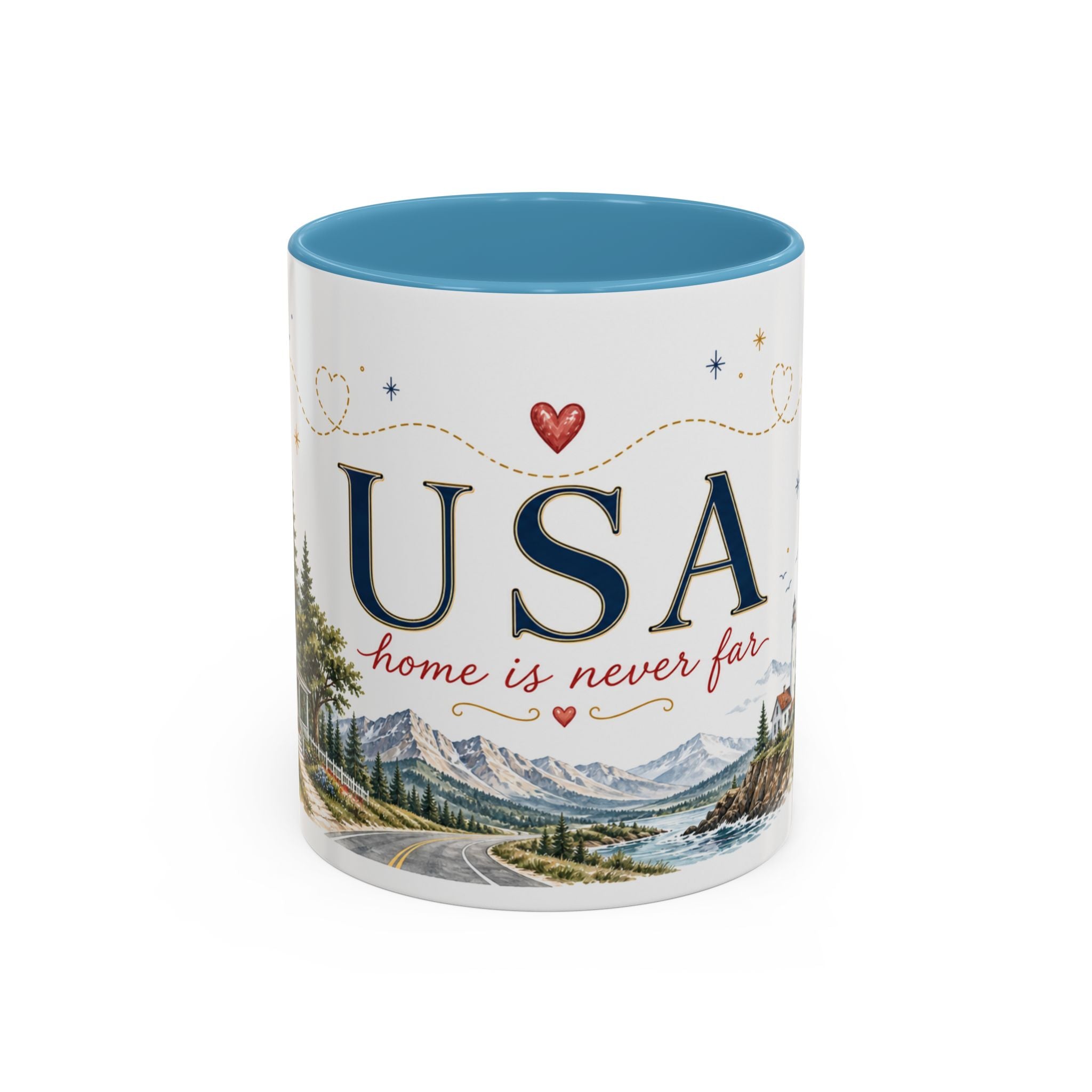 USA Home Country Mug | Moving Away Gift | Long Distance Friendship | 11 oz 15 oz Accent Mug