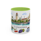 Stockton Illustrated Travel Mug | City Souvenir Accent Coffee Mug | 11oz 15oz Ceramic Cup