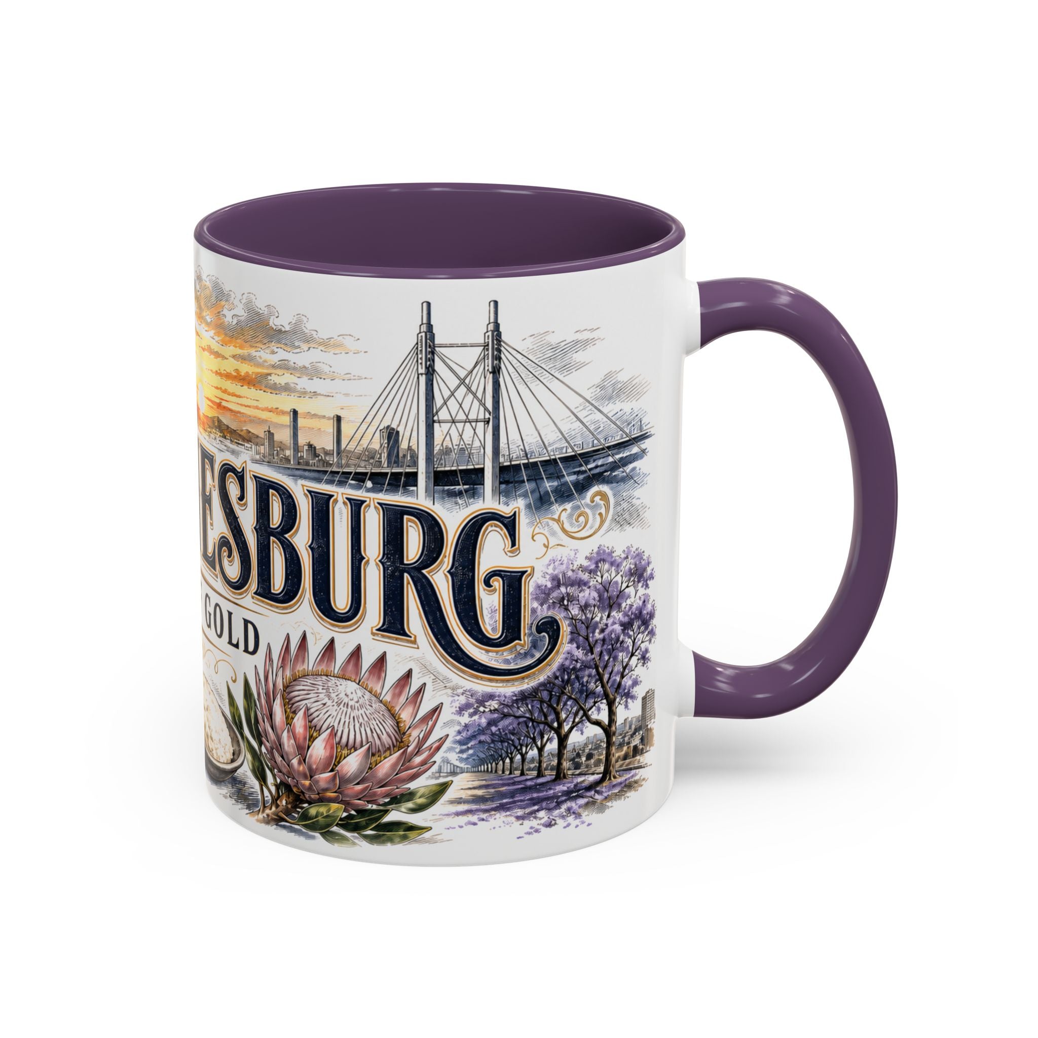 Johannesburg Coffee Mug | South Africa Travel Souvenir | Vintage Illustrated City Gift | 11 oz 15 oz Accent Mug