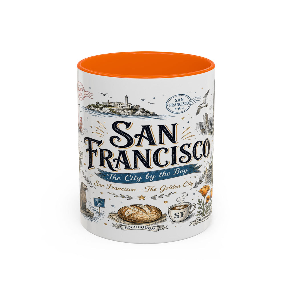 San Francisco Coffee Mug | California Souvenir Travel Gift | Accent Color Ceramic 11oz 15oz