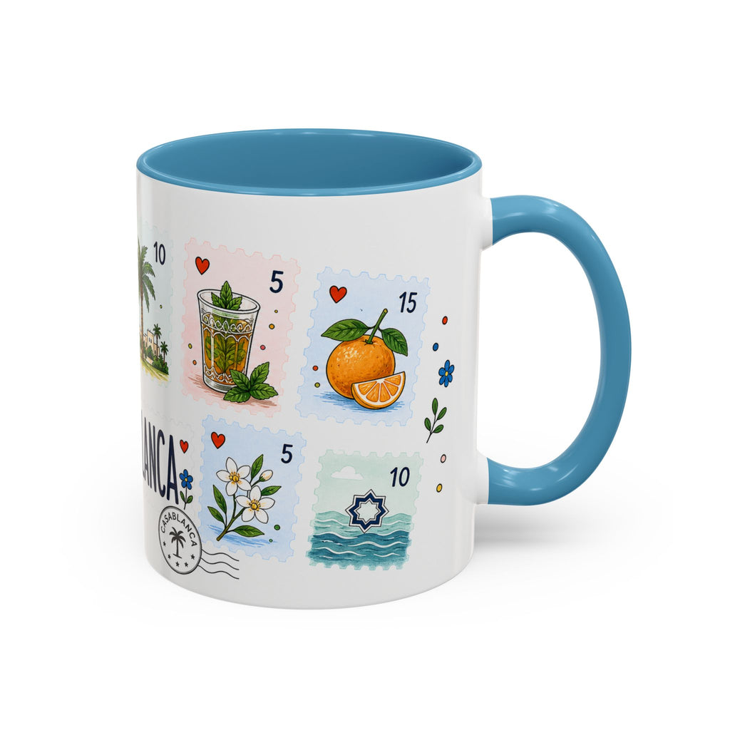 Casablanca Coffee Mug | Postage Stamp Collage Mug | Travel Souvenir Accent Cup 11oz 15oz