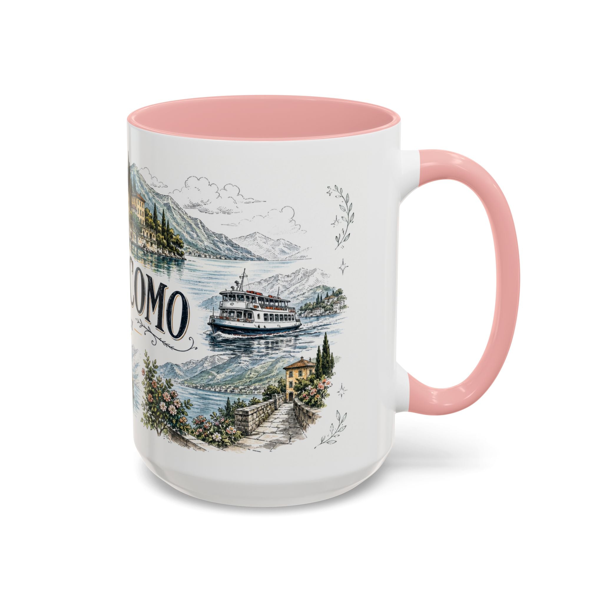 Lake Como Mug, Italy Travel Souvenir, Bucket List Gift, Accent Ceramic Coffee Mug 11oz 15oz