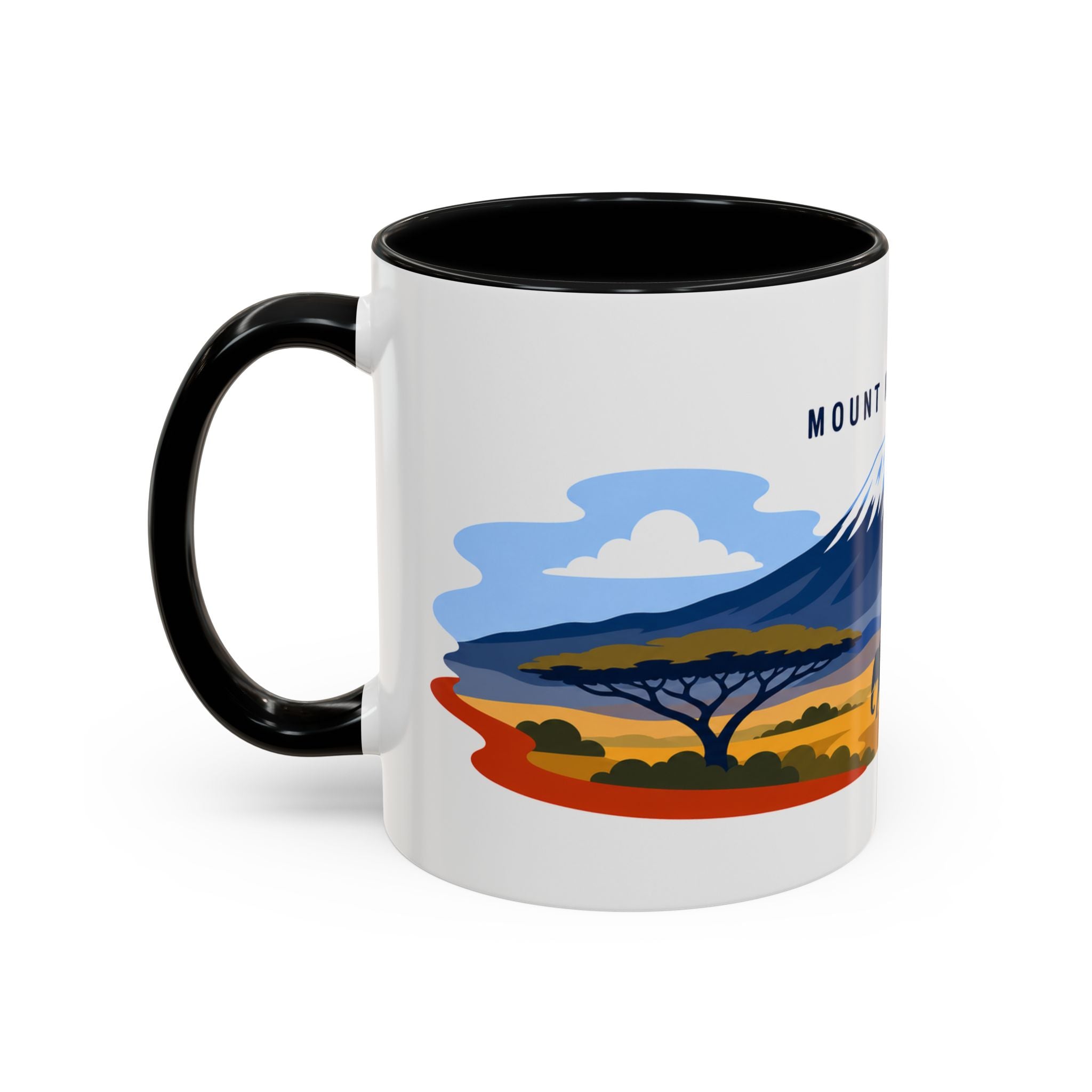 Mount Kilimanjaro Coffee Mug | Travel Destination Souvenir Gift | Accent Color Ceramic 11oz 15oz