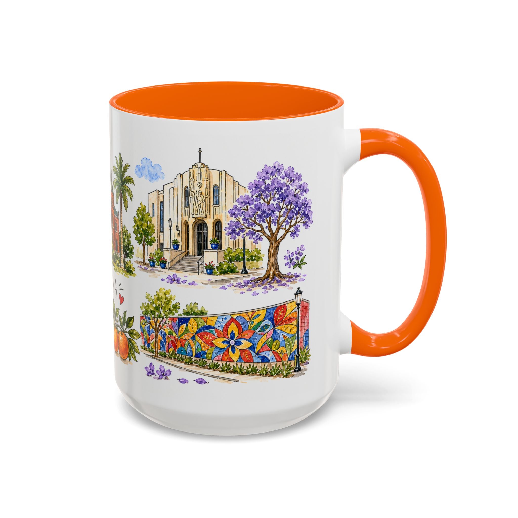 Santa Ana Illustrated Travel Mug | City Souvenir Accent Coffee Mug | 11oz 15oz Ceramic Cup