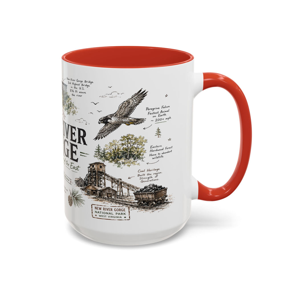 New River Gorge National Park Coffee Mug | West Virginia River Canyon Climbing Gift | Accent Color Ceramic 11oz 15oz