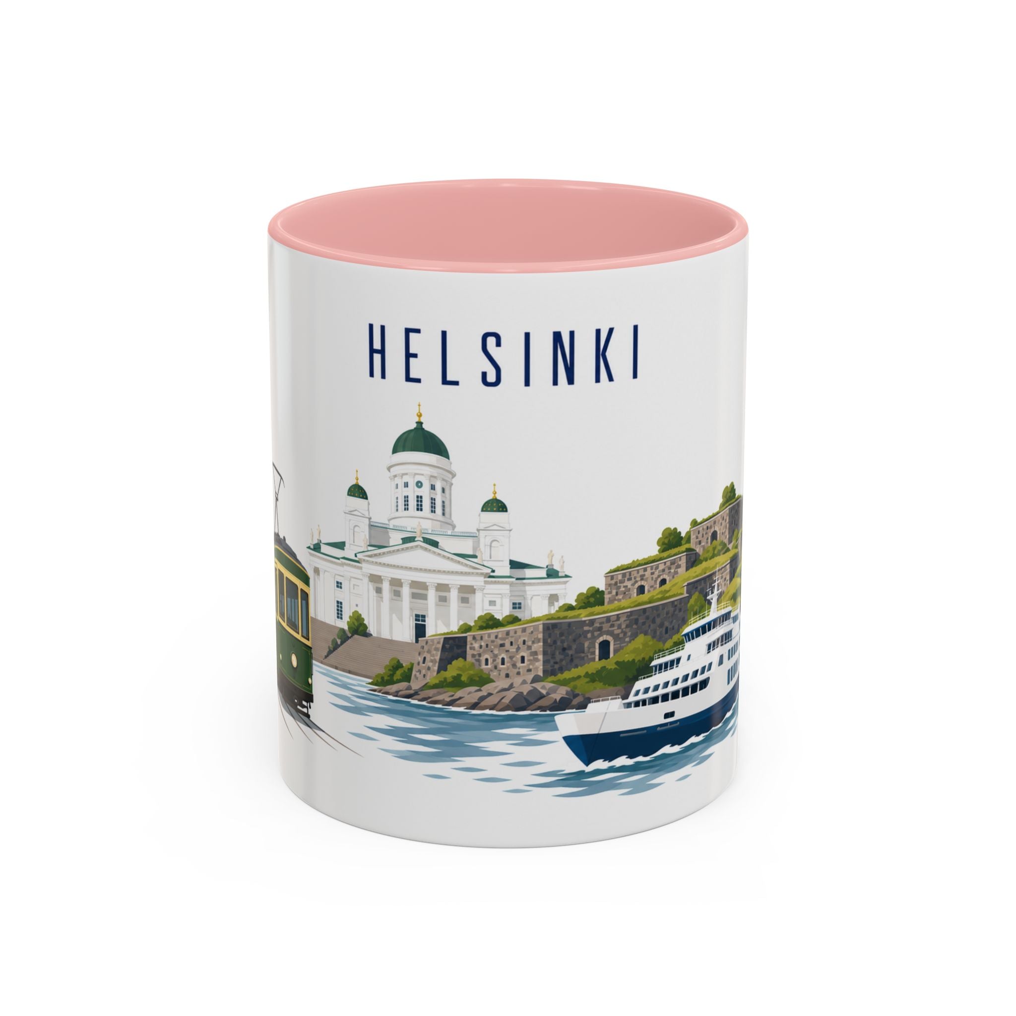 Helsinki Coffee Mug | Finland Travel Souvenir | Porcelain Decal City Gift | 11oz 15oz Accent Mug