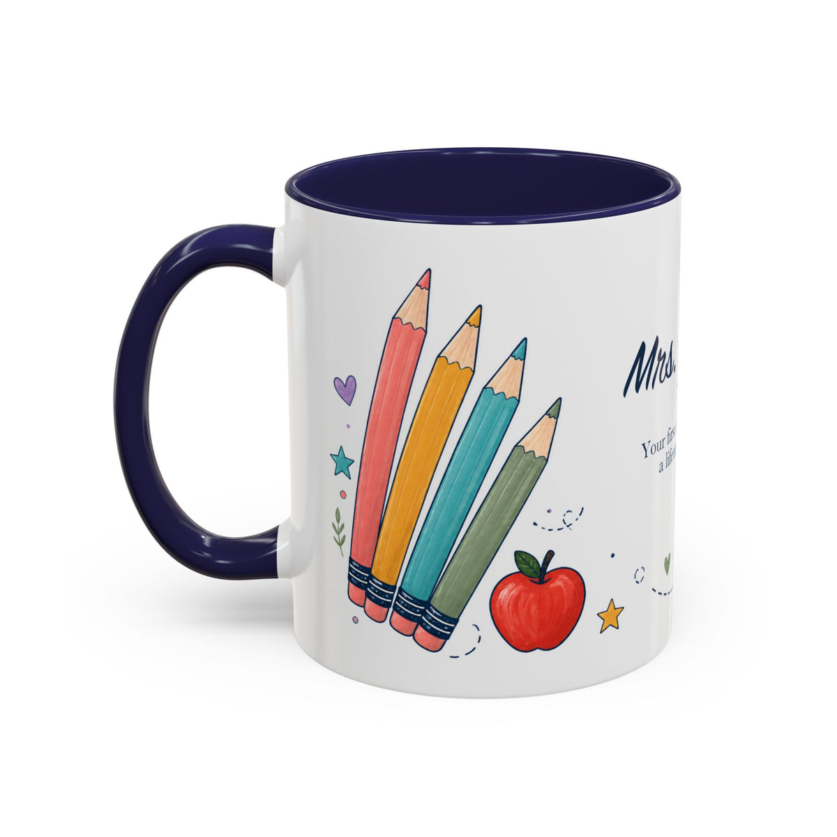 Personalized First Year Teacher Mug | Custom Name Pencil Coffee Cup