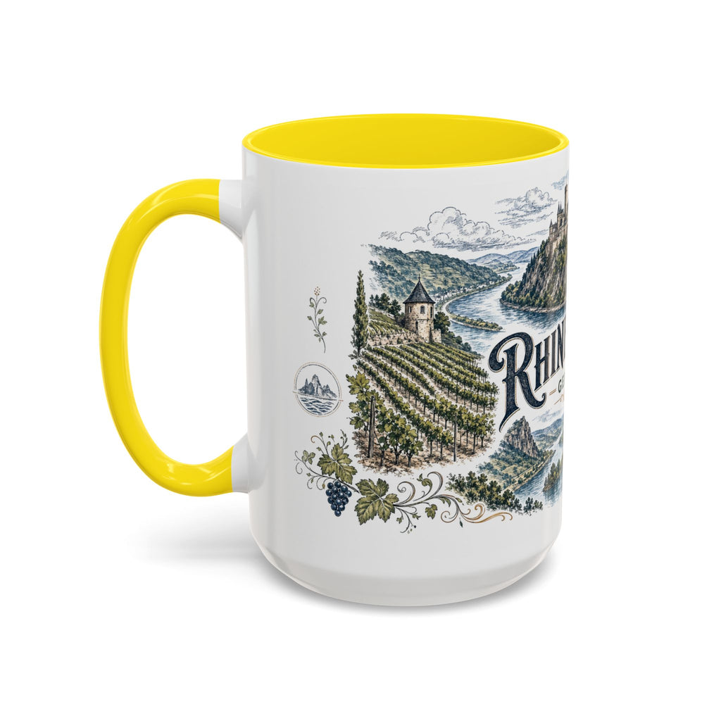 Rhine Valley Mug, Germany Travel Souvenir, Bucket List Gift, Accent Ceramic Coffee Mug 11oz 15oz