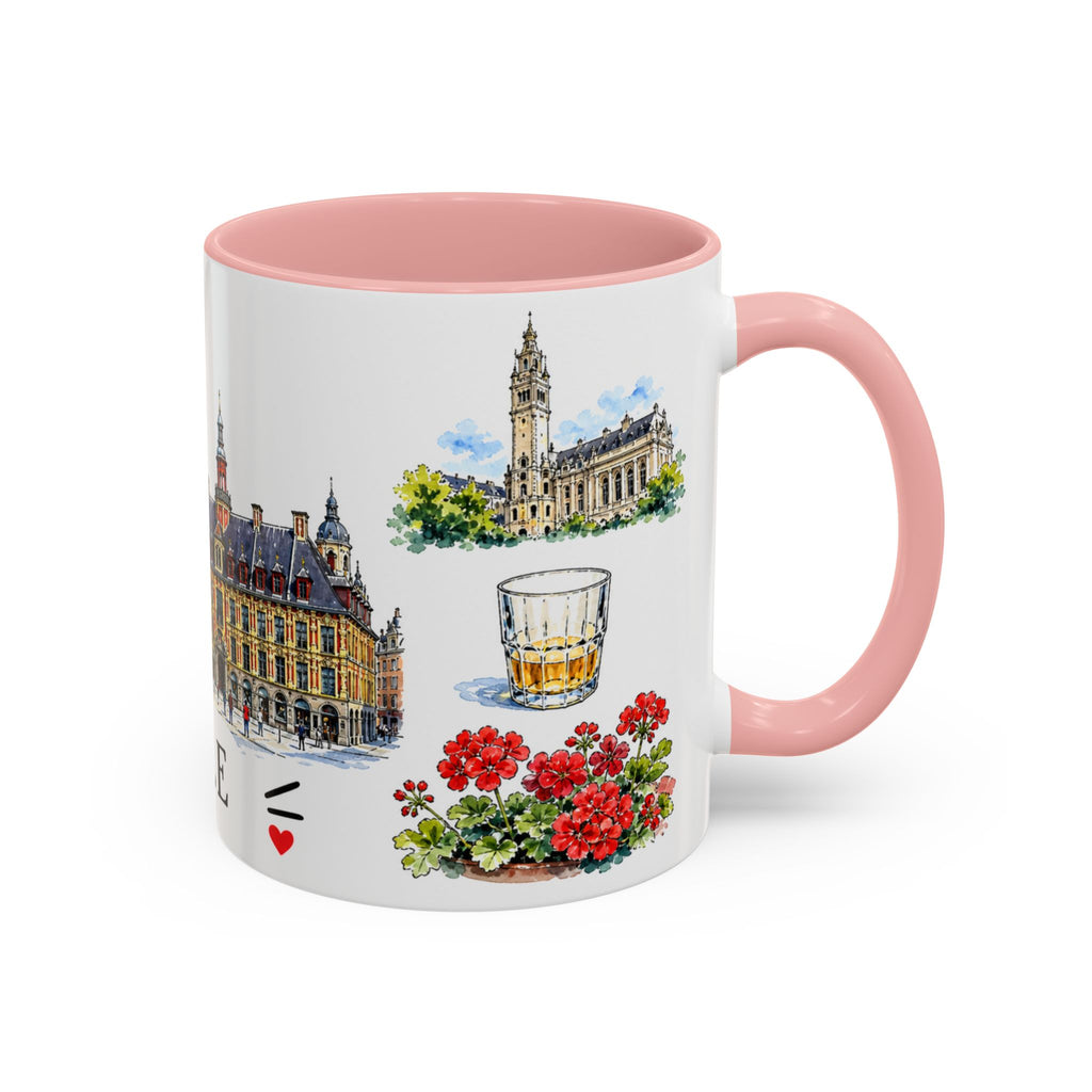 Lille Illustrated Travel Mug | City Souvenir Accent Coffee Mug | 11oz 15oz Ceramic Cup