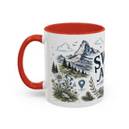 Swiss Alps Coffee Mug | Travel Destination Souvenir Gift | Accent Color Ceramic 11oz 15oz