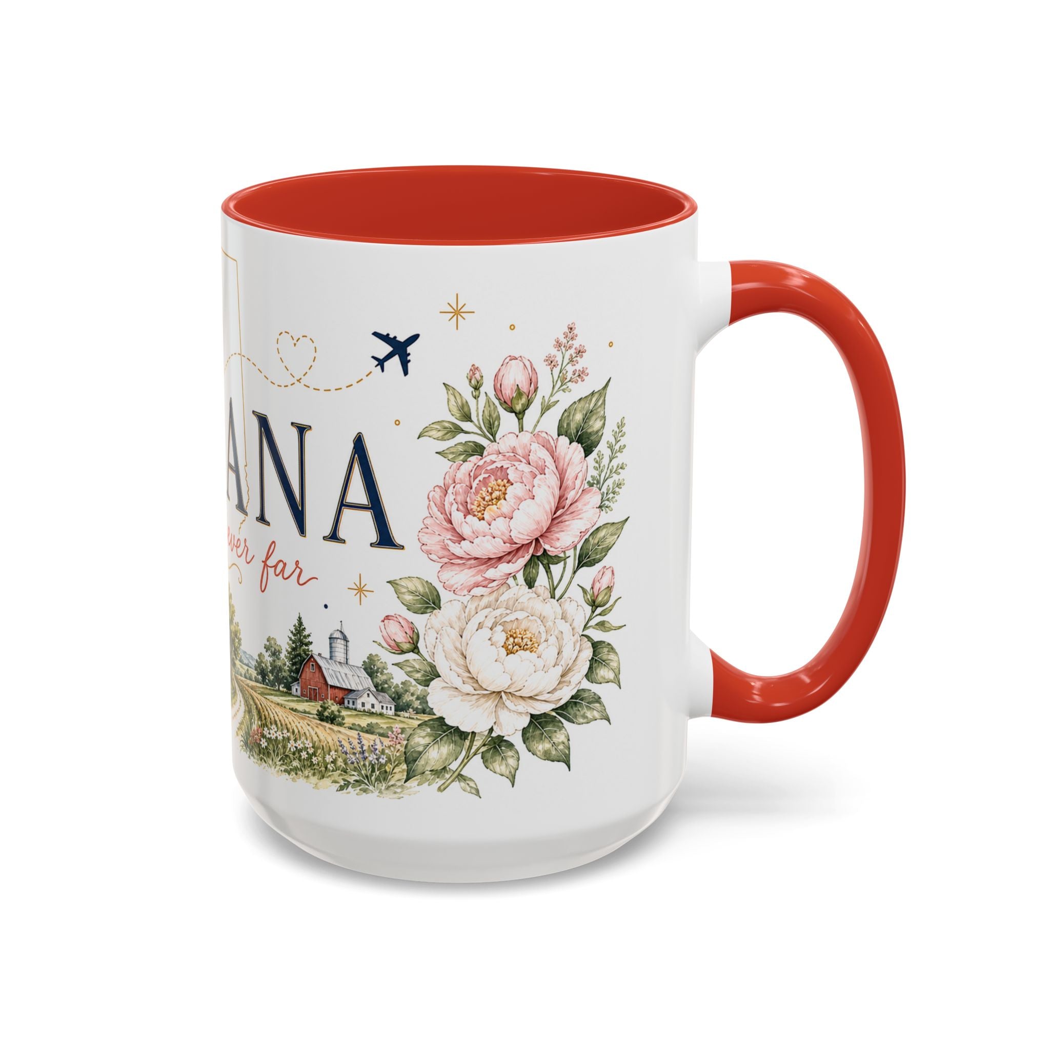 Indiana State Mug | Moving Away, Long Distance Friendship Gift | Botanical Map Accent Cup