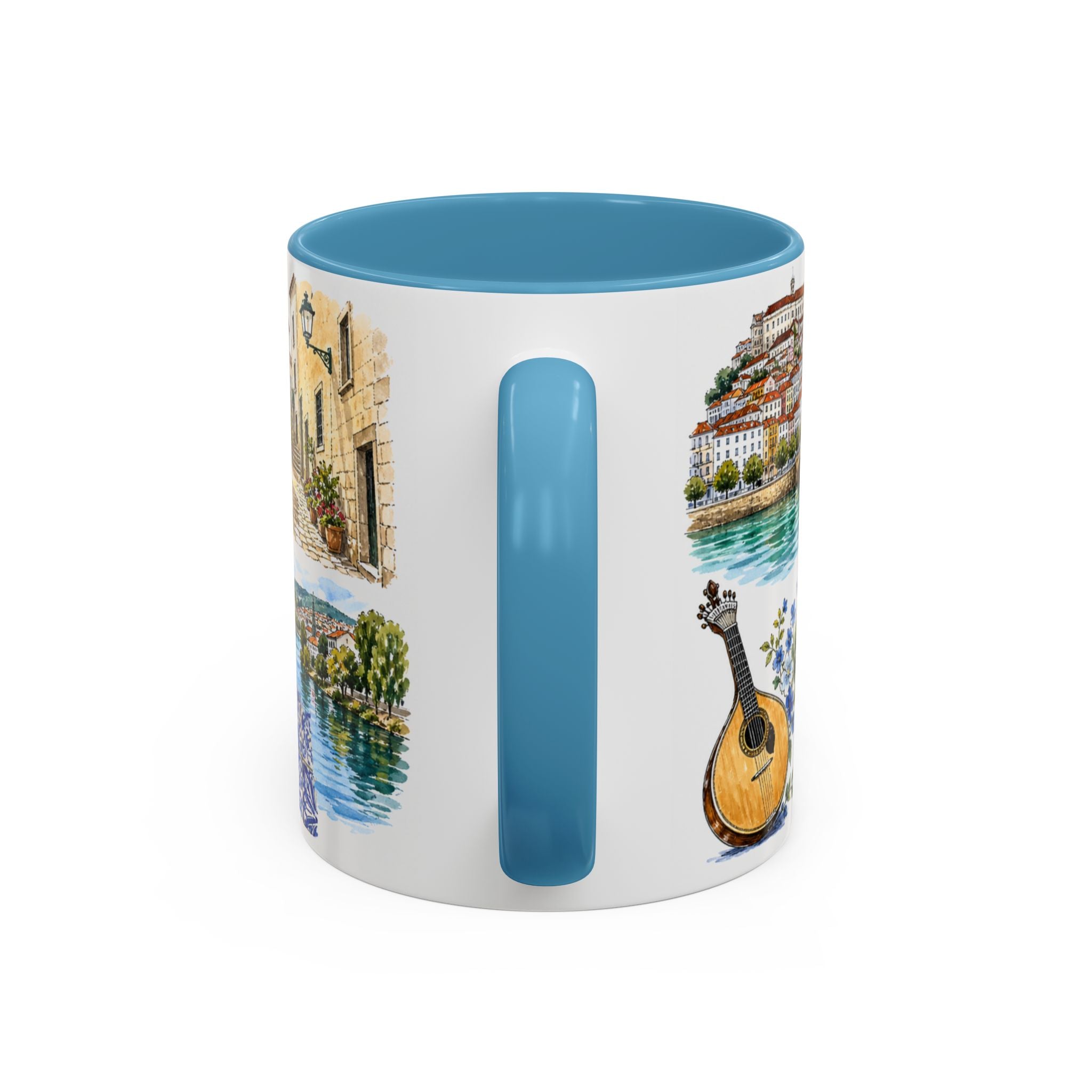 Coimbra Illustrated Travel Mug | City Souvenir Accent Coffee Mug | 11oz 15oz Ceramic Cup