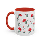 Ohio Scarlet Carnation Mug, State Flower Floral Coffee Cup, 11oz Botanical Gift