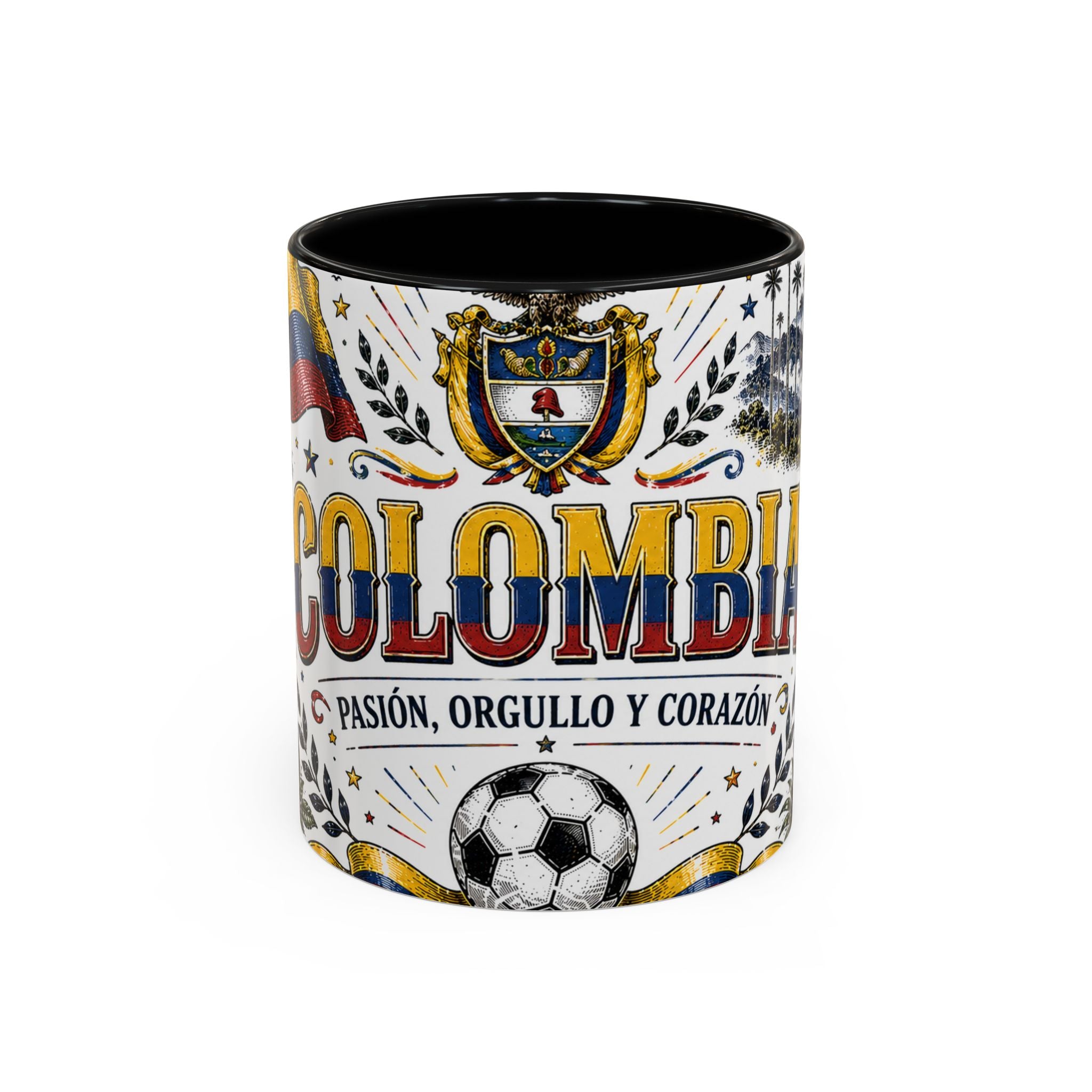 Colombia Soccer Coffee Mug | World Cup Fan Gift | Accent Color Ceramic 11oz 15oz Match Day Cup
