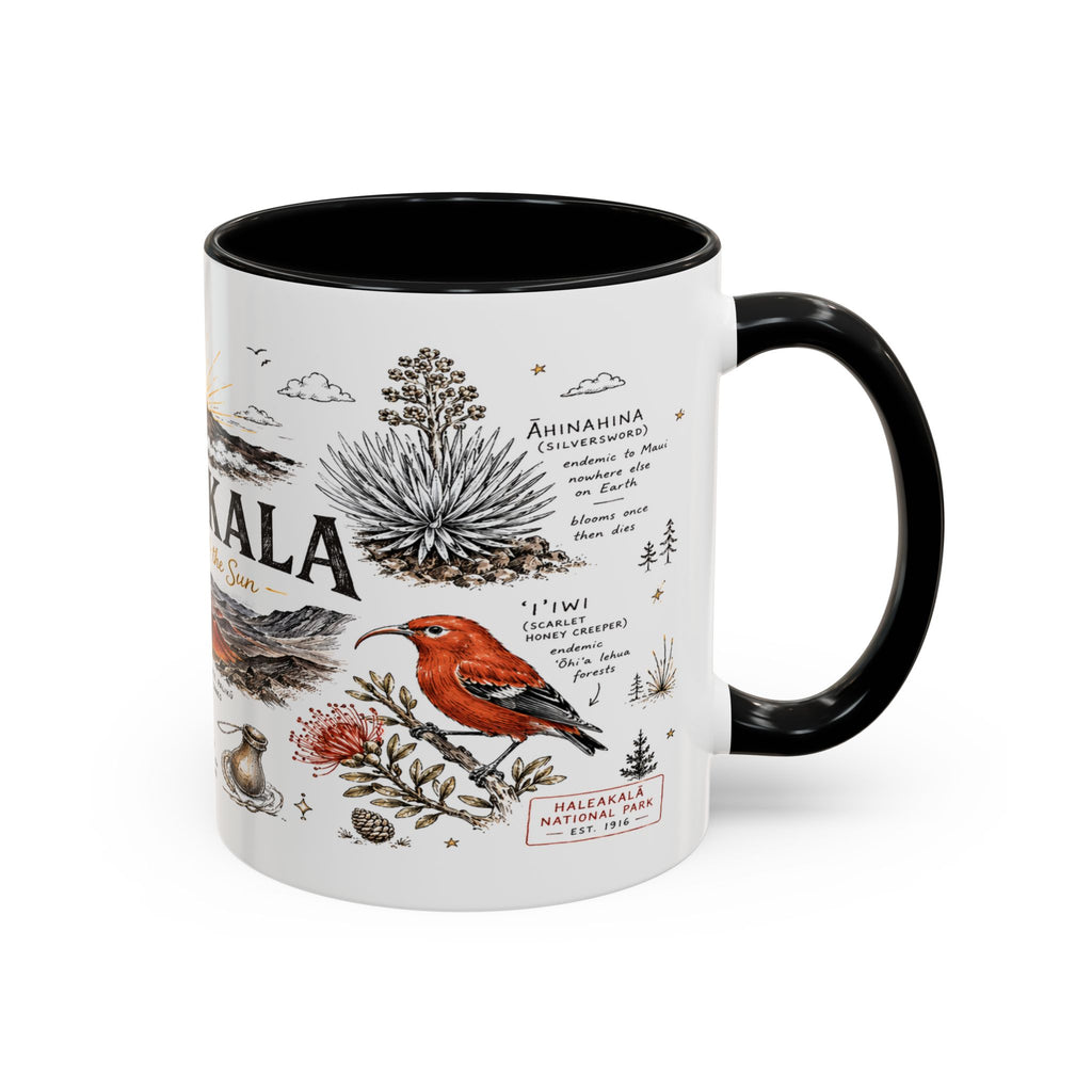 Haleakala National Park Coffee Mug | Hawaii Maui Sunrise Crater Gift | Accent Color Ceramic 11oz 15oz