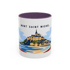 Mont Saint Michel Coffee Mug | Travel Destination Souvenir Gift | Accent Color Ceramic 11oz 15oz