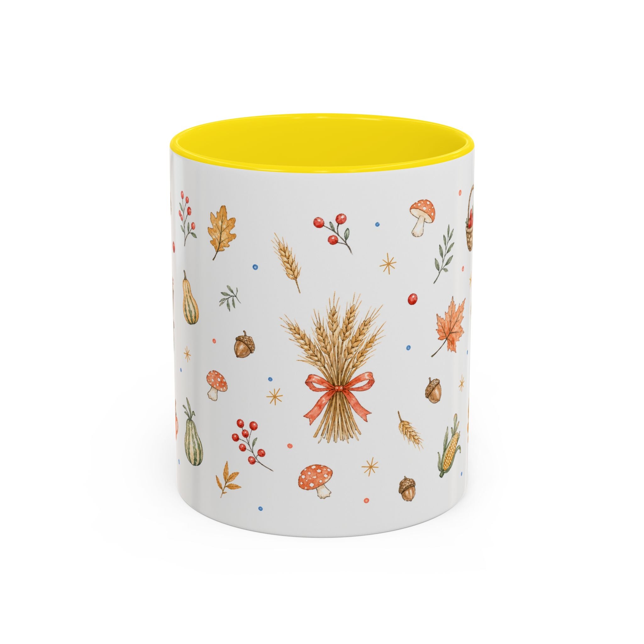 Thanksgiving Mug | Country Harvest Watercolor Gift | Pumpkin Scarecrow Accent Cup 11oz 15oz