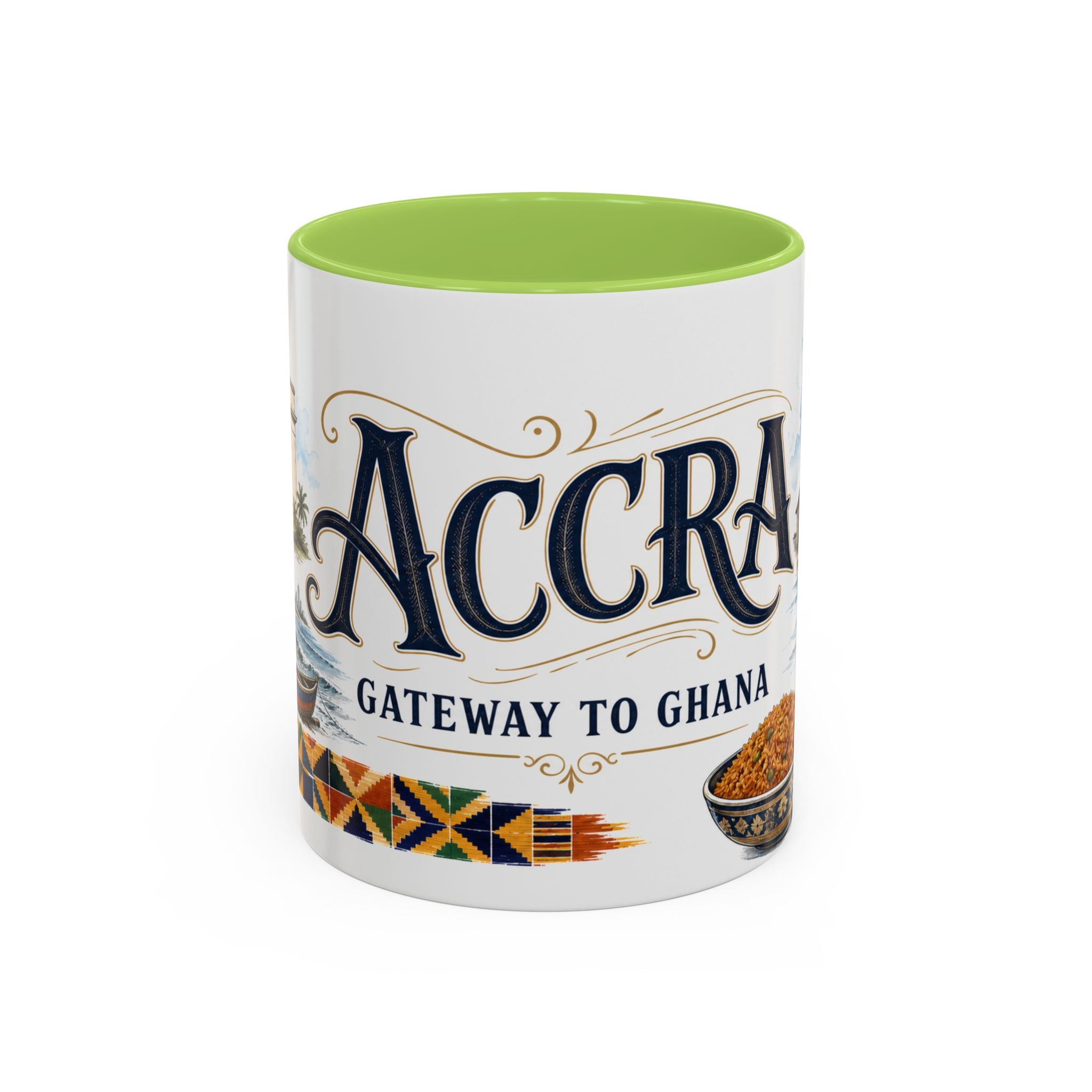 Accra Coffee Mug | Ghana Travel Souvenir | Vintage Illustrated City Gift | 11 oz 15 oz Accent Mug