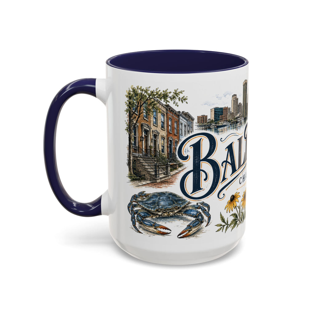 Baltimore Coffee Mug | United States Travel Souvenir | Vintage Illustrated City Gift | 11 oz 15 oz Accent Mug