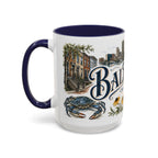 Baltimore Coffee Mug | United States Travel Souvenir | Vintage Illustrated City Gift | 11 oz 15 oz Accent Mug
