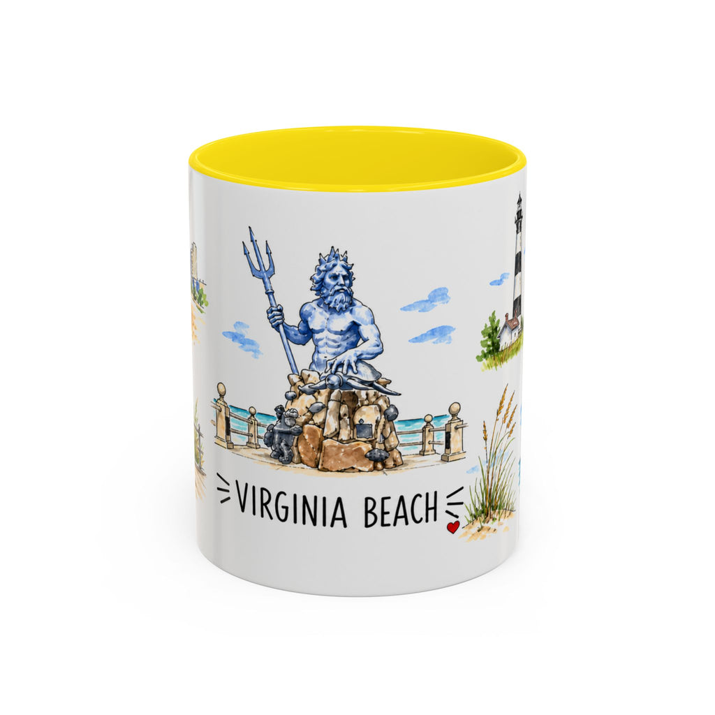 Virginia Beach Illustrated Travel Mug | City Souvenir Accent Coffee Mug | 11oz 15oz Ceramic Cup