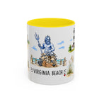 Virginia Beach Illustrated Travel Mug | City Souvenir Accent Coffee Mug | 11oz 15oz Ceramic Cup