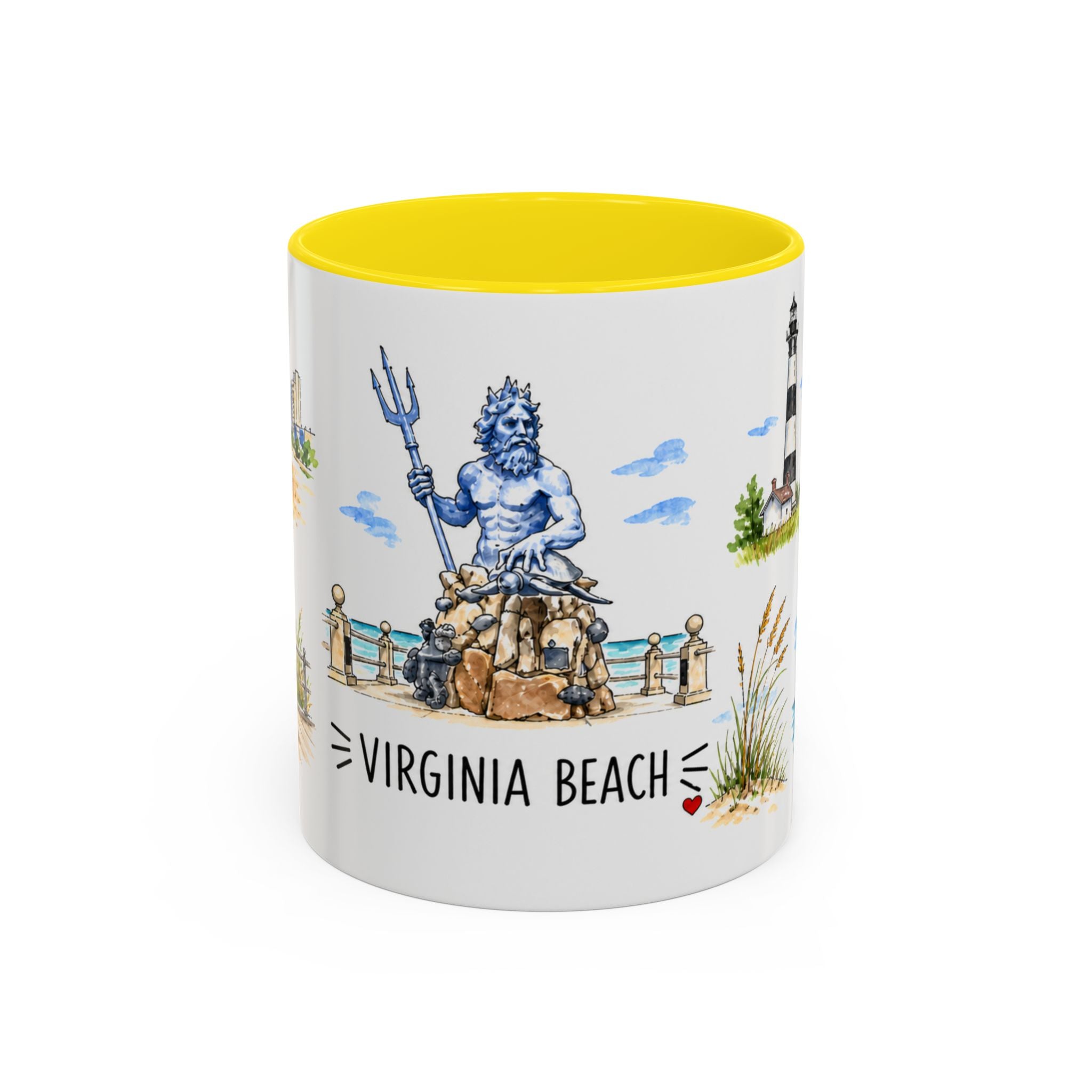 Virginia Beach Illustrated Travel Mug | City Souvenir Accent Coffee Mug | 11oz 15oz Ceramic Cup