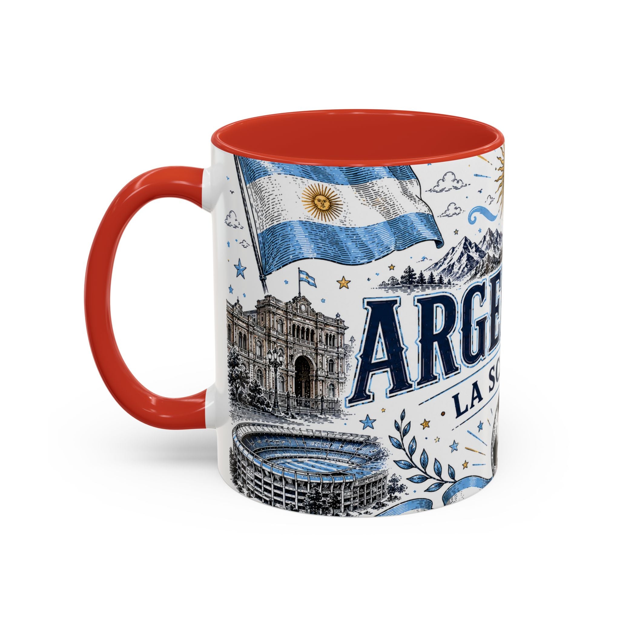 Argentina Soccer Coffee Mug | Soccer Fan Gift | Accent Color Ceramic 11oz 15oz Match Day Cup