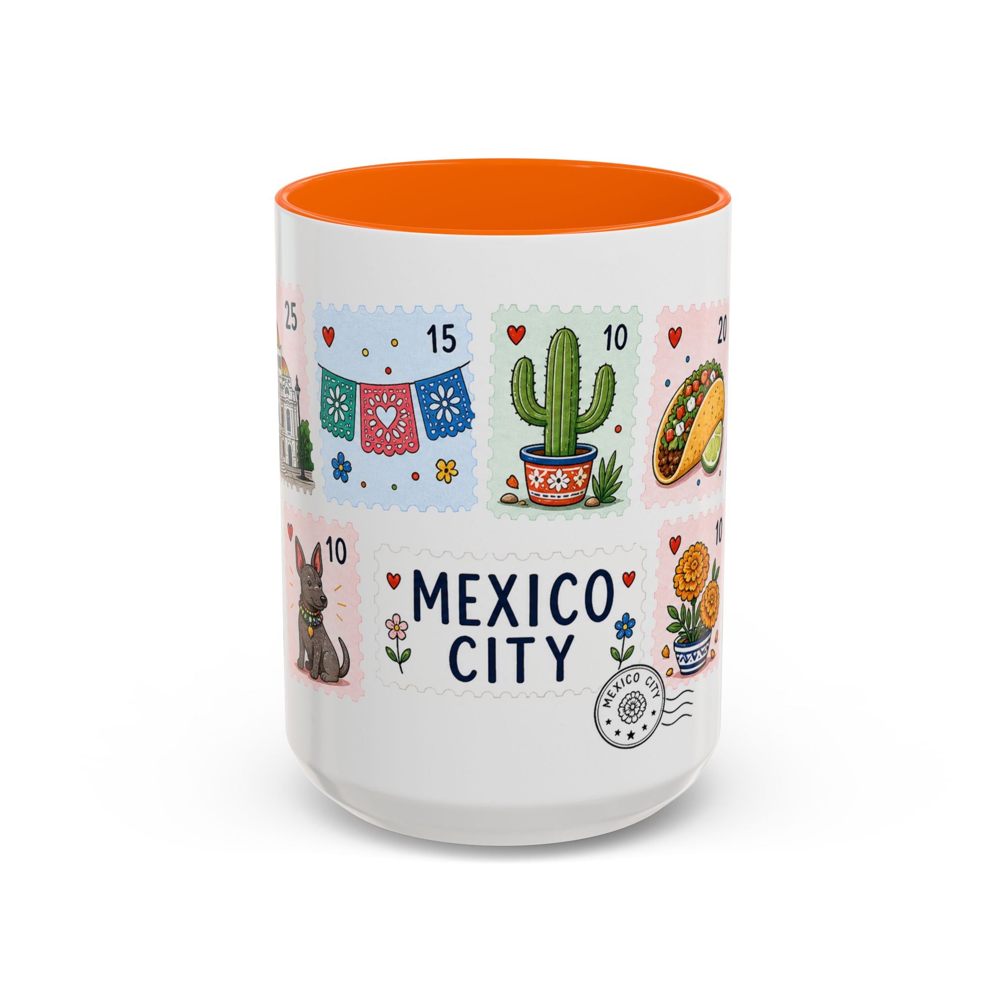 Mexico City Coffee Mug | Postage Stamp Collage Mug | Travel Souvenir Accent Cup 11oz 15oz
