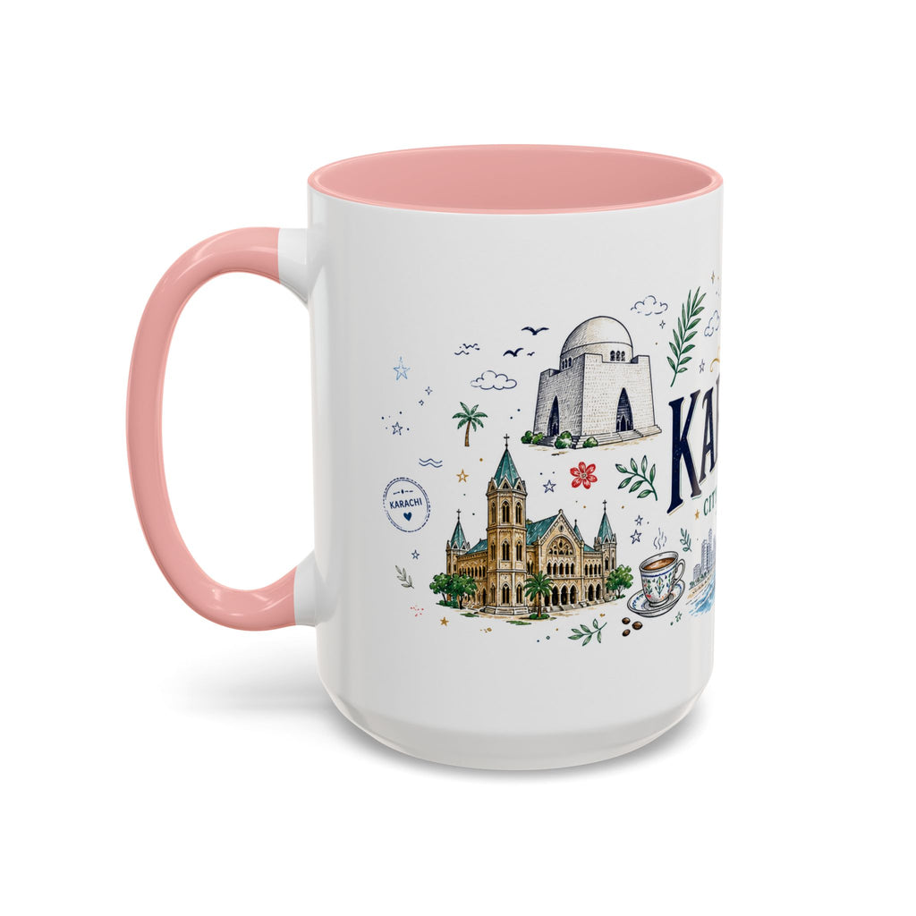 Karachi Coffee Mug | Pakistan Souvenir Travel Gift | Accent Color Ceramic 11oz 15oz