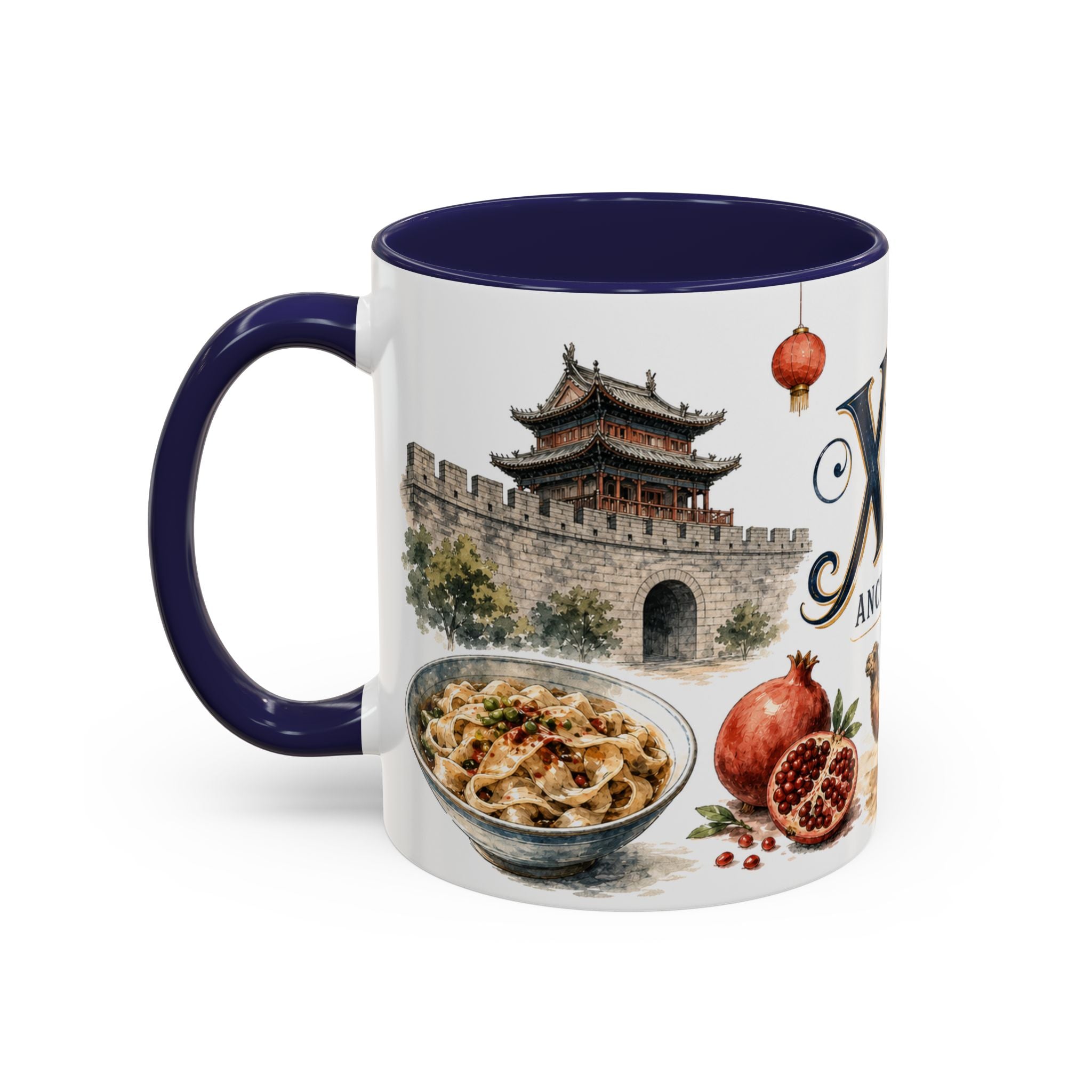 Xi'an Coffee Mug | China Travel Souvenir | Vintage Illustrated City Gift | 11 oz 15 oz Accent Mug