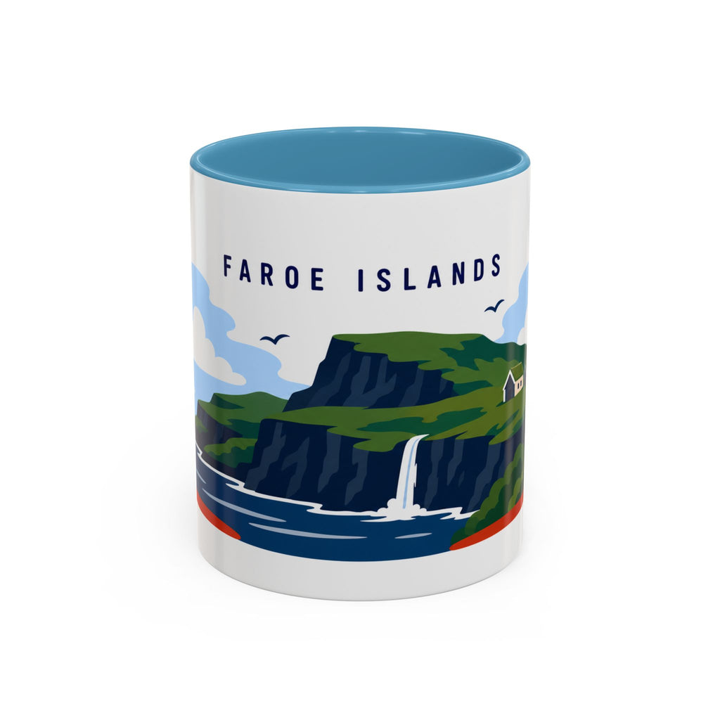 Faroe Islands Coffee Mug | Travel Destination Souvenir Gift | Accent Color Ceramic 11oz 15oz