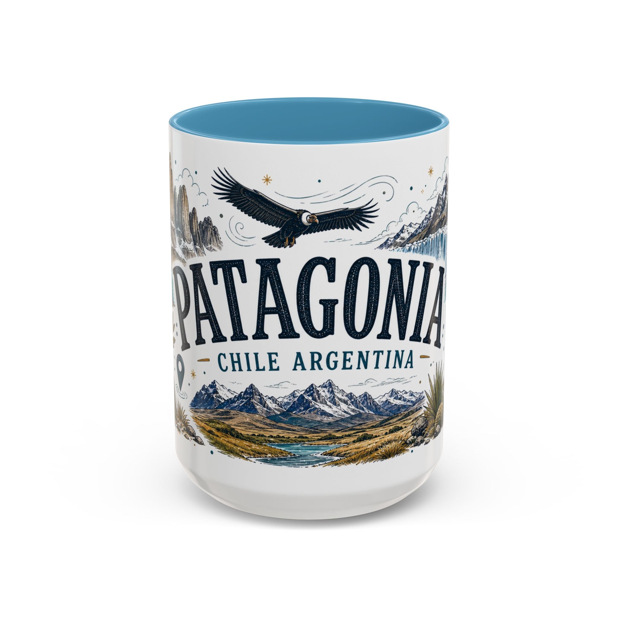 Patagonia Coffee Mug | Travel Destination Souvenir Gift | Accent Color Ceramic 11oz 15oz