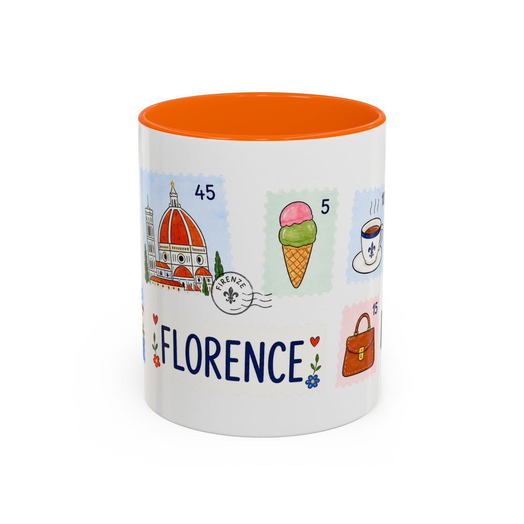 Florence Coffee Mug | Postage Stamp Collage Mug | Travel Souvenir Accent Cup 11oz 15oz