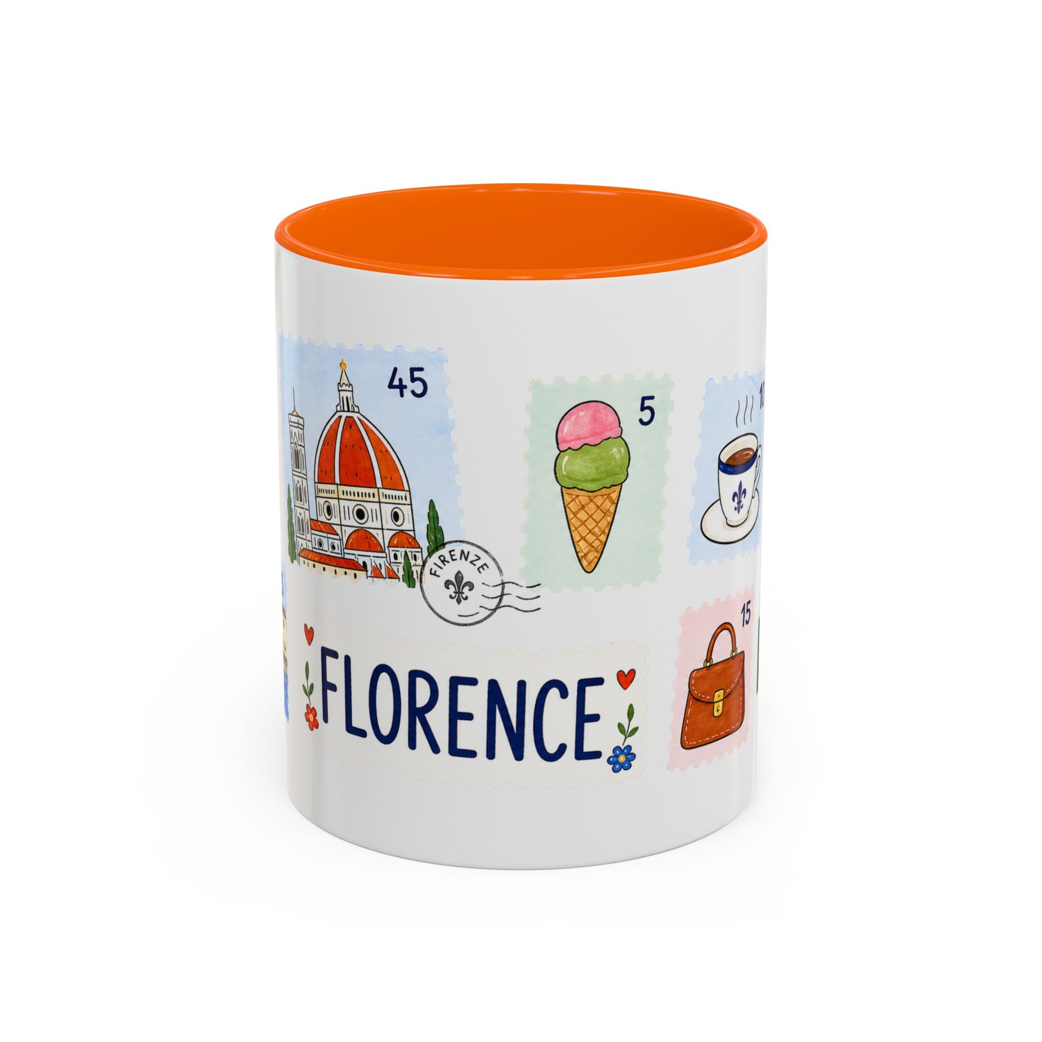 Florence Coffee Mug | Postage Stamp Collage Mug | Travel Souvenir Accent Cup 11oz 15oz