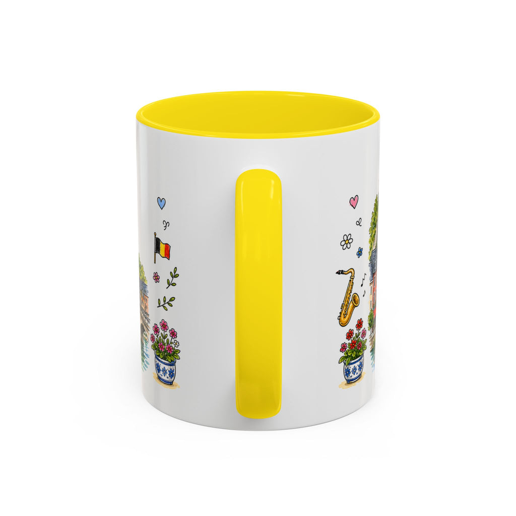 Dinant Illustrated Travel Mug | Belgium Souvenir Accent Coffee Mug | 11oz 15oz Ceramic Cup