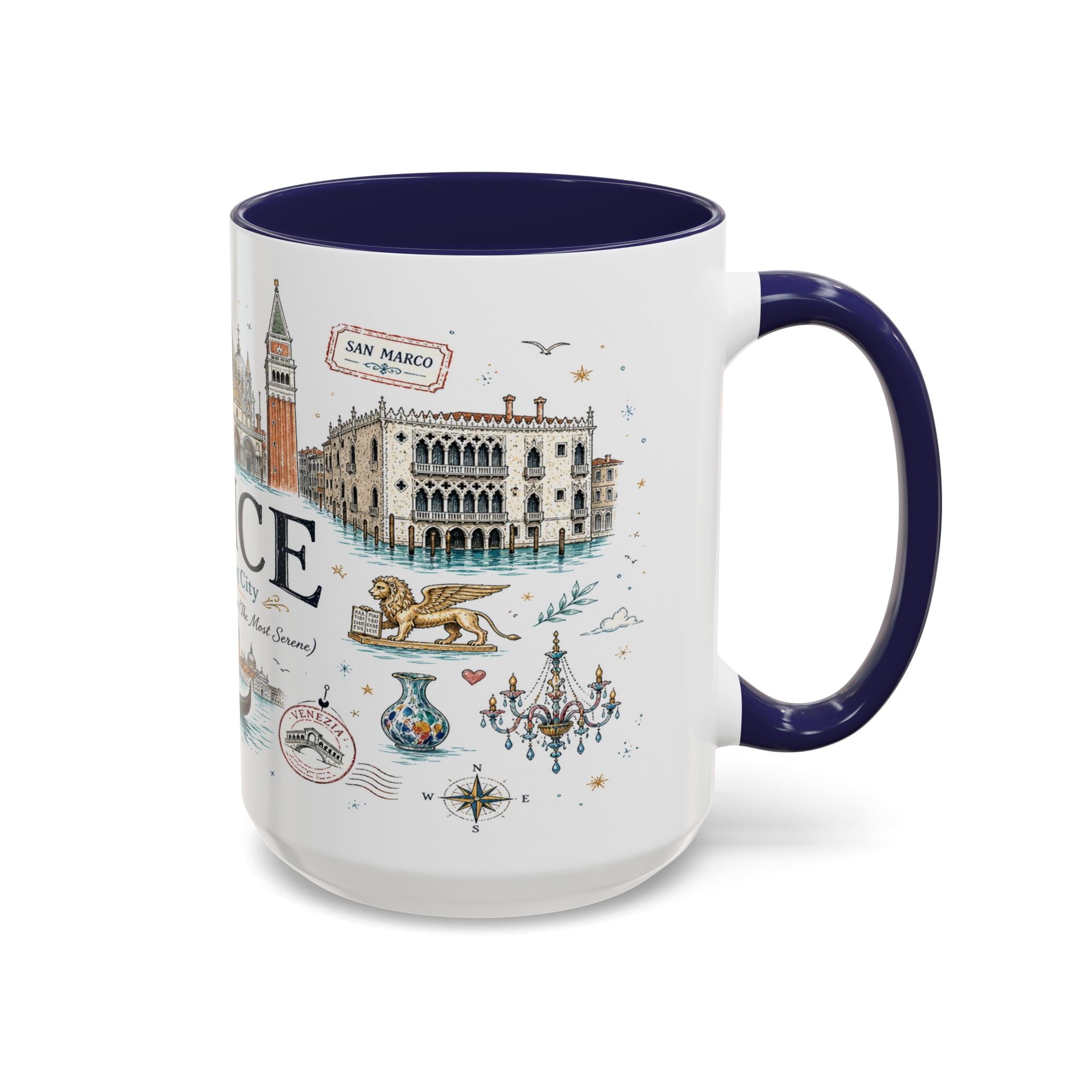 Venice Coffee Mug | Italy Souvenir Travel Gift | Accent Color Ceramic 11oz 15oz
